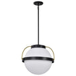 Lakeshore 1 Light Medium Pendant - Matte Black & Natural Brass Finish - White Opal Glass