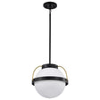 Lakeshore 1 Light Large Pendant - Matte Black & Natural Brass Finish - White Opal Glass