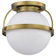 Lakeshore 1 Light Medium Flush - Natural Brass Finish - White Opal Glass