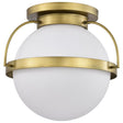 Lakeshore 1 Light Large Flush - Natural Brass Finish - White Opal Glass