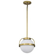 Lakeshore 1 Light Small Pendant - Natural Brass Finish - White Opal Glass