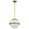 Lakeshore 1 Light Medium Pendant - Natural Brass Finish - White Opal Glass