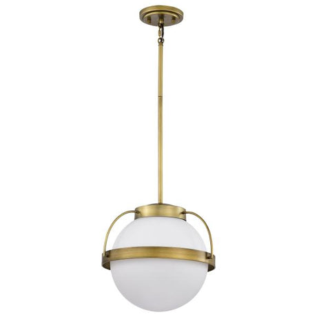 Lakeshore 1 Light Medium Pendant - Natural Brass Finish - White Opal Glass