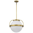 Lakeshore 1 Light Large Pendant - Natural Brass Finish - White Opal Glass