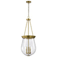 Boliver 3 Light Pendant - 14 Inches - Vintage Brass Finish - Clear Seeded Glass