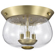 Boliver 3 Light Flush Mount - Vintage Brass Finish - Clear Seeded Glass