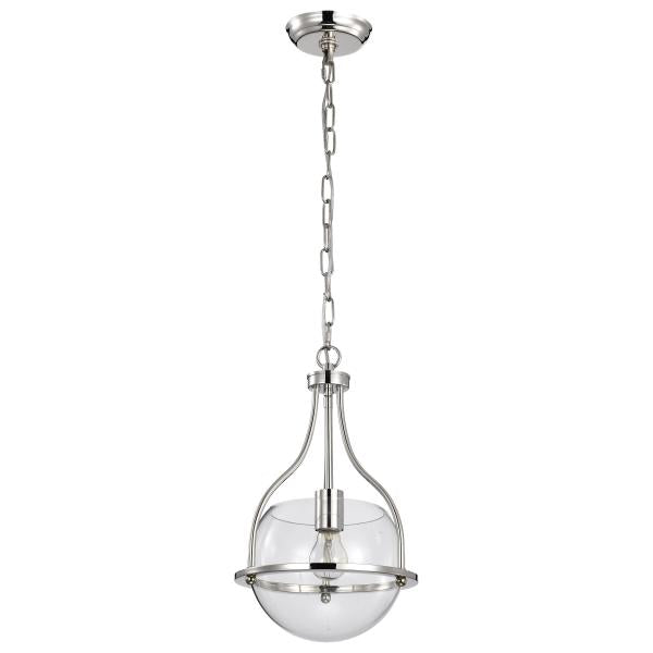 Amado 1 Light Pendant - 10 Inches - Polished Nickel Finish - Clear Glass