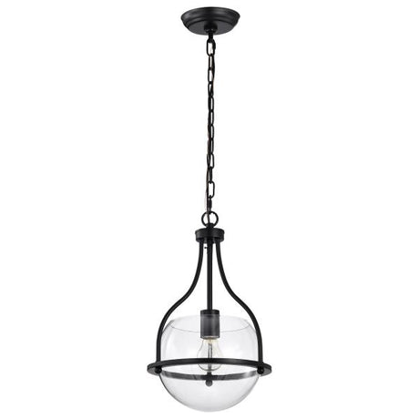 Amado 1 Light Pendant - 10 Inches - Matte Black Finish - Clear Glass