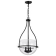 Amado 3 Light Pendant - 14 Inches - Matte Black Finish - Clear Glass