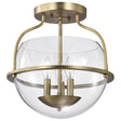 Amado 3 Light Semi Flush Mount - Vintage Brass Finish - Clear Glass