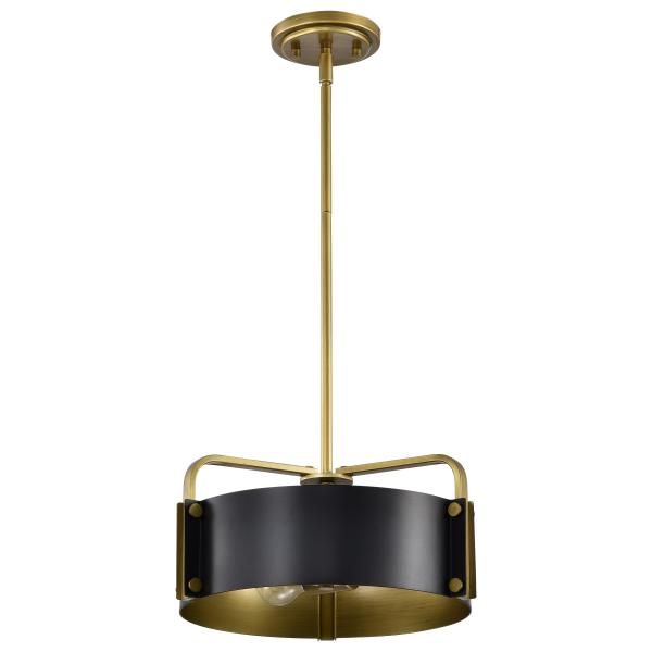 Altos 3 Light Small Pendant - Matte Black and Natural Brass Finish