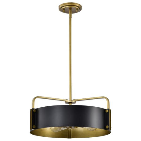 Altos 4 Light Medium Pendant - Matte Black and Natural Brass Finish