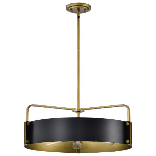 Altos 5 Light Large Pendant - Matte Black and Natural Brass Finish