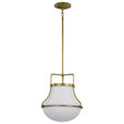 Valdora 1 Light Pendant - 14 Inches - Natural Brass Finish - White Opal Glass