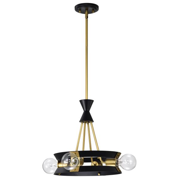 Marsden 4 Light Chandelier - Matte Black and Natural Brass Finish