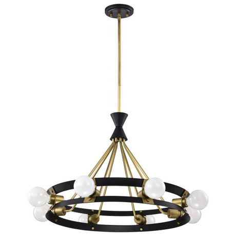 Marsden 8 Light Chandelier - Matte Black and Natural Brass Finish