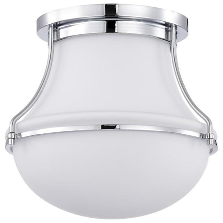 Valdora 1 Light Flush Mount - 10 Inches - Polished Nickel - White Opal Glass