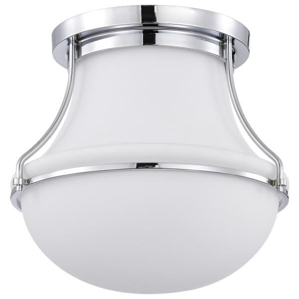 Valdora 1 Light Flush Mount - 14 Inches - Polished Nickel - White Opal Glass