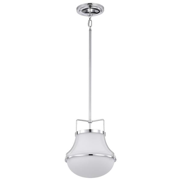 Valdora 1 Light Pendant - 10 Inches - Polished Nickel - White Opal Glass