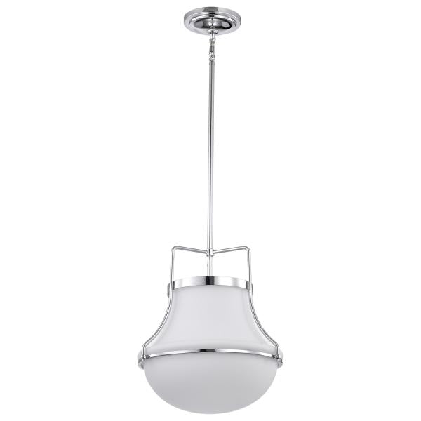 Valdora 1 Light Pendant - 14 Inches - Polished Nickel - White Opal Glass