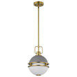 Everton 1 Light Pendant - 10 Inches - Matte Gray & Brass Finish - Etched Opal Glass