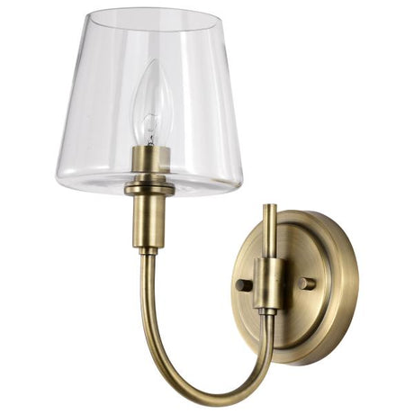 Brookside 1 Light Sconce - Vintage Brass Finish - Clear Glass