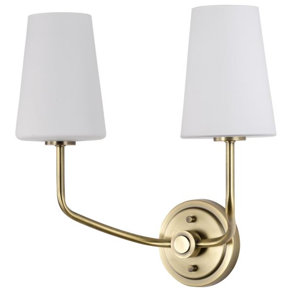 Cordello 2 Light Sconce - Vintage Brass Finish - Etched White Opal Glass