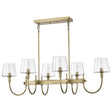 Brookside 6 Light Island Pendant - Vintage Brass Finish - Clear Glass