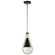 Admiral 1 Light Pendant - 10 Inches - Matte Black and Natural Brass Finish - White Opal Glass