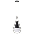 Admiral 1 Light Pendant - 10 Inches - Matte Black and Brushed Nickel Finish - White Opal Glass