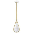 Admiral 1 Light Pendant - 6 Inches - Matte White and Natural Brass Finish - White Opal Glass