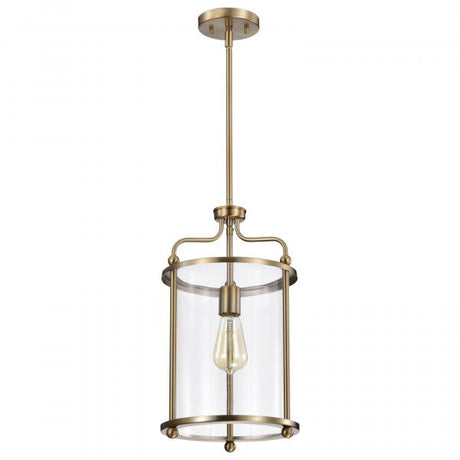 Yorktown 1 Light Pendant - Burnished Brass Finish - Clear Glass