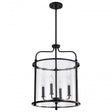 Yorktown 4 Light Pendant - Matte Black Finish - Clear Glass