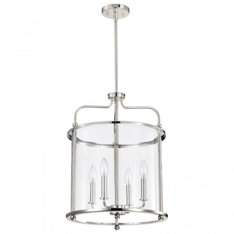 Yorktown 4 Light Pendant - Polished Nickel Finish - Clear Glass