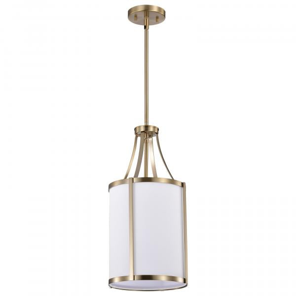 Easton 1 Light Pendant - Burnished Brass Finish - White Linen Shade