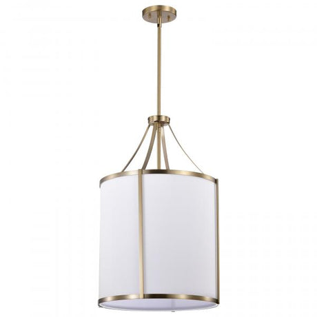 Easton 3 Light Pendant - Burnished Brass Finish - White Linen Shade