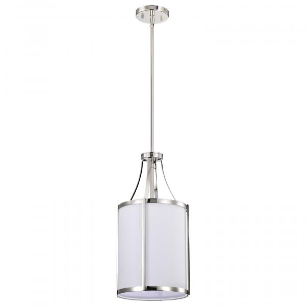 Easton 1 Light Pendant - Polished Nickel Finish - White Linen Shade