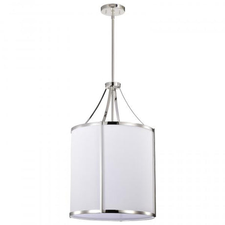 Easton 3 Light Pendant - Polished Nickel Finish - White Linen Shade