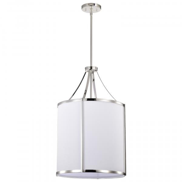 Easton 3 Light Pendant - Polished Nickel Finish - White Linen Shade