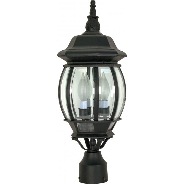 Central Park - 3 Light - 21 in. - Post Lantern with Clear Beveled Glass