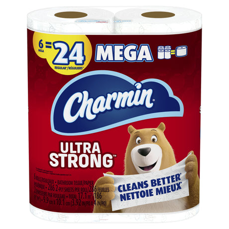 Charmin Ultra Strong Toilet Paper 6 Rolls 286 sheet 186 ft.