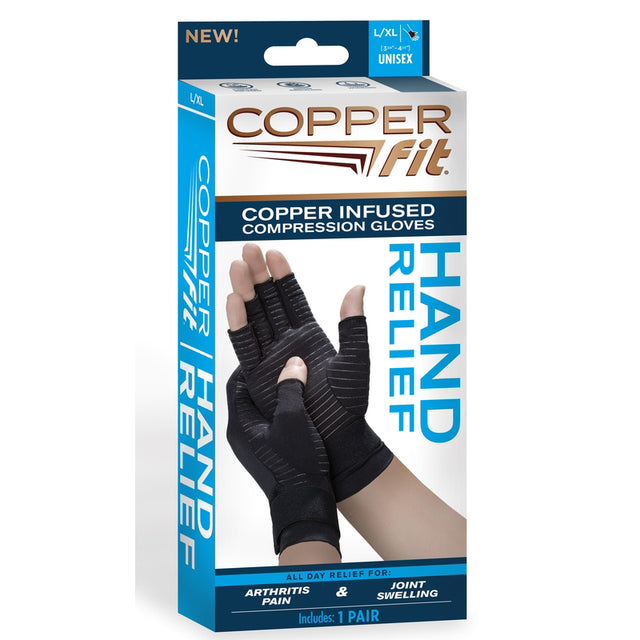 Copper Fit Black Compression Gloves 1 pk