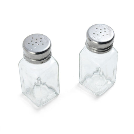 Farberware Clear Glass/Stainless Steel Salt and Pepper Shakers