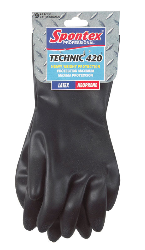 Spontex Technic 420 Latex/Neoprene Cleaning Gloves XL Black 1 pk