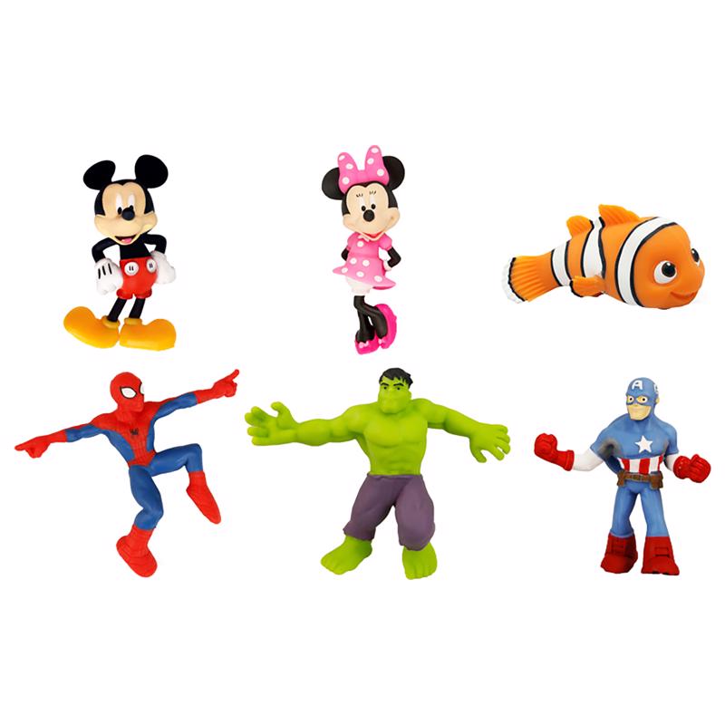 Disney and Marvel Stretchable Characters Rubber Assorted 6 pc