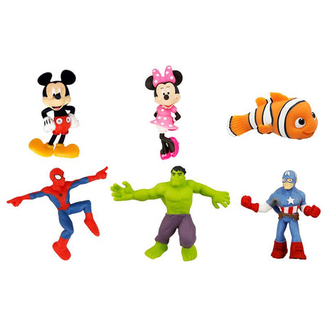 Disney and Marvel Stretchable Characters Rubber Assorted 6 pc