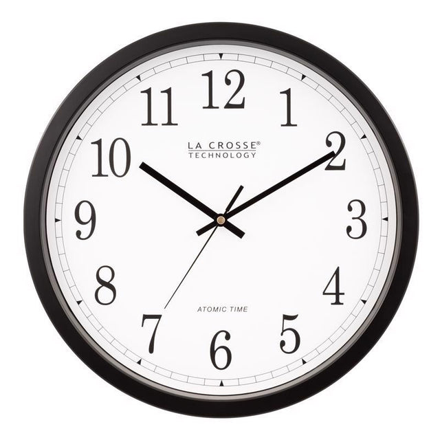 La Crosse Technology 14 in. L X 14 in. W Indoor Modern Analog Atomic Wall Clock Glass/Plastic Black