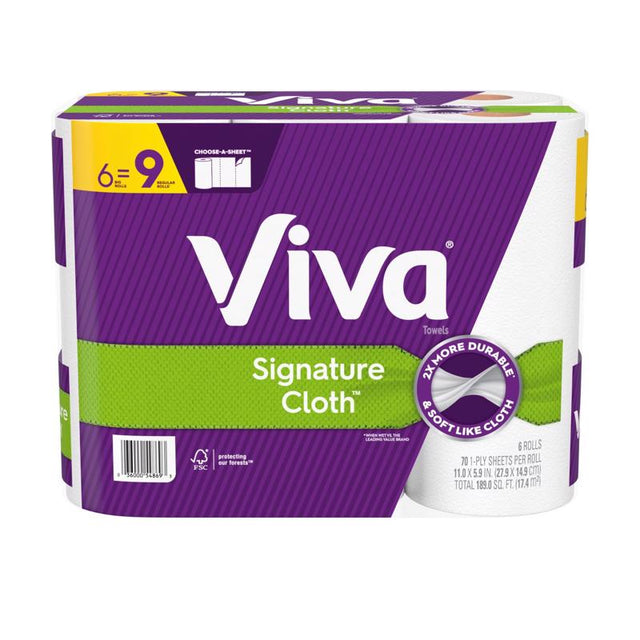 Viva Signature Cloth Paper Towels 70 sheet 1 ply 6 pk