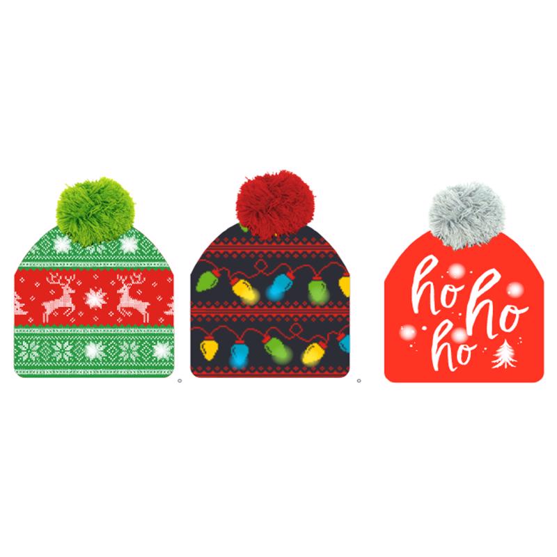 Lotsa Lights Assorted Holiday Beanies 3 pk