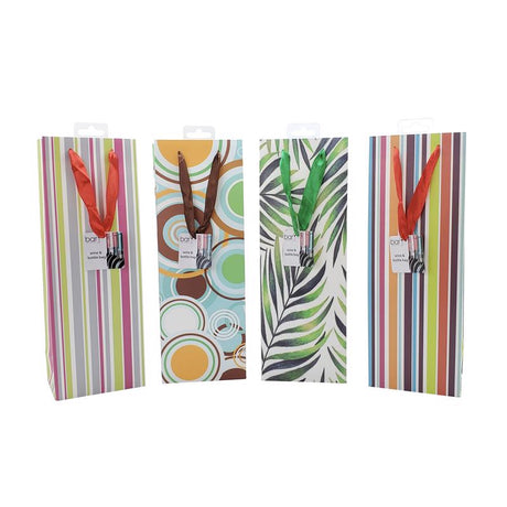 BarY3 12 lb. capacity Multicolored Paper Bottle Gift Bag